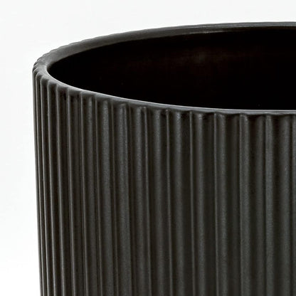 Amazon Basics Set of 3 Black Round Ribbed Ceramic Planters 6", 8" and 10"