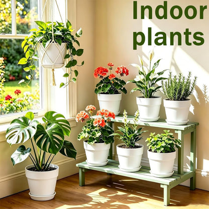 15,2 cm Blumentopf mit Untersetzer, 6er Pack Kunststoff Pflanztöpfe Rund mit Abflusslöchern, Matt-Design für Innen und Außen, Ideal für Balkon und Garten (Weiß)