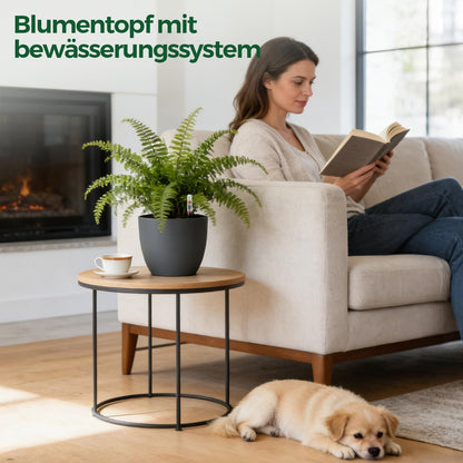 T4U 2Pcs 17,5cm Selbstbewässerungstopf mit Wasseranzeiger, Praktischer Blumentopf für vielbeschäftigte Anfänger und Gärtner, Plant Pot geeignet für Geranien/Minze für den Innen und Außenbereich (Grau)