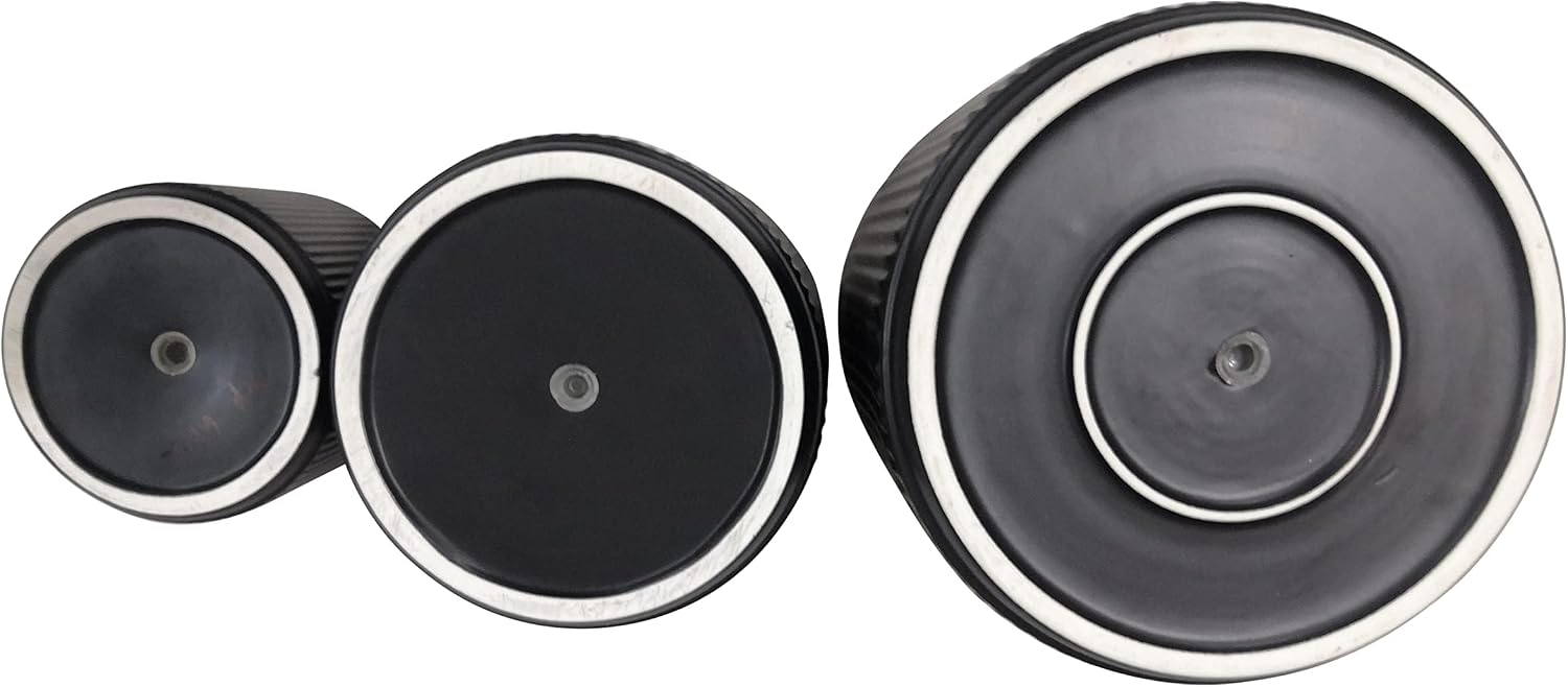 Amazon Basics Set of 3 Black Round Ribbed Ceramic Planters 6", 8" and 10"