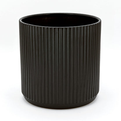 Amazon Basics Set of 3 White Round Fluted Ceramic Planters 6", 8" and 10"